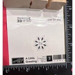 Set Of 3 Stampin Up! A Little Greeting Wood Mounted Rubber Stamps 129111